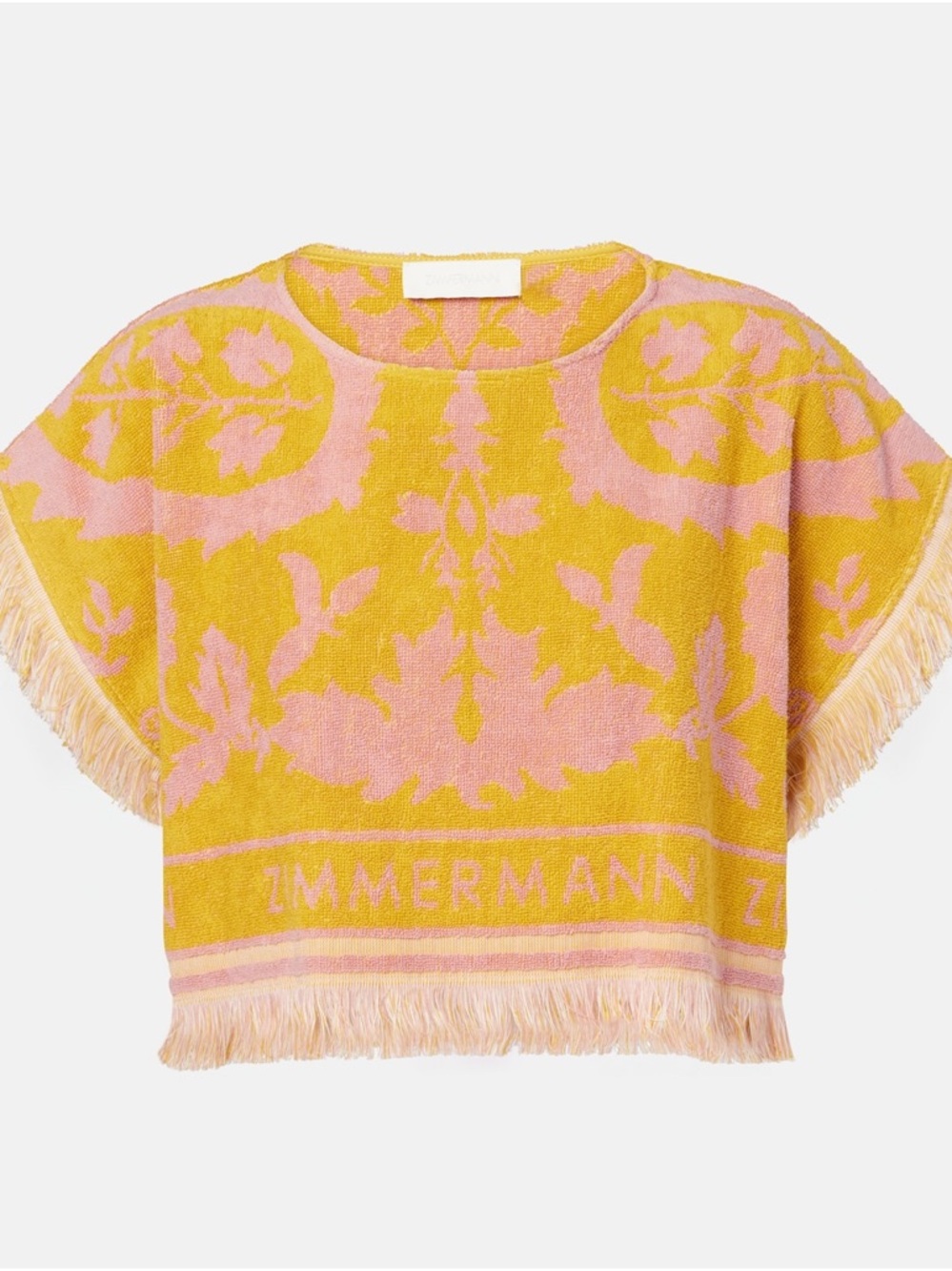 Zimmermann Pink and Yellow Terry Wylie Fringe Crop Top
